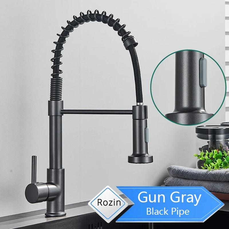 Torneira Gourmet Preto Fosco com Bico Retrátil – Misturador Flexível para Cozinha
