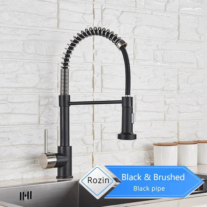 Torneira Gourmet Preto Fosco com Bico Retrátil – Misturador Flexível para Cozinha