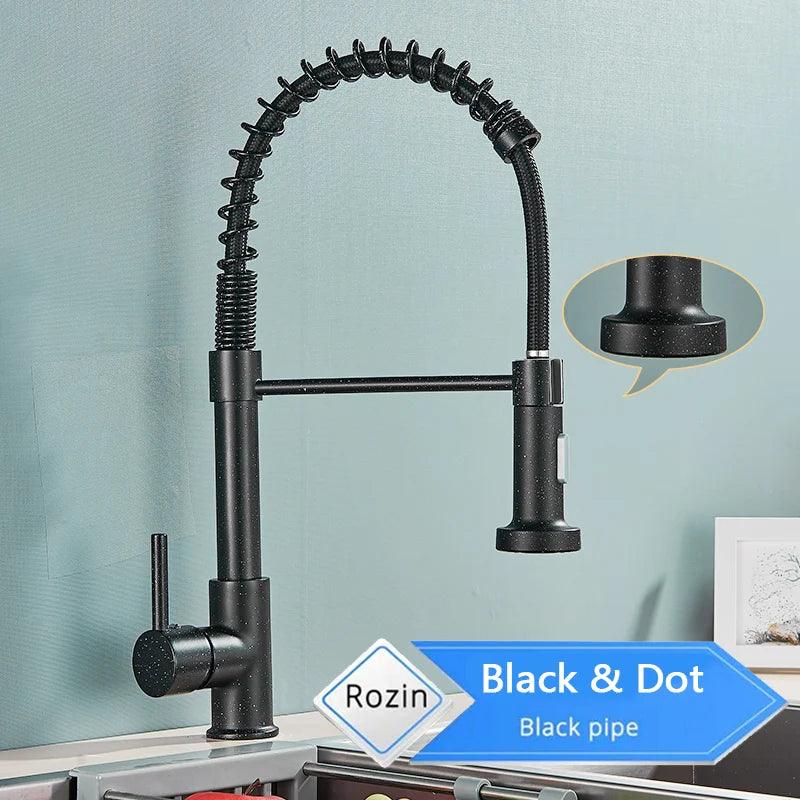Torneira Gourmet Preto Fosco com Bico Retrátil – Misturador Flexível para Cozinha