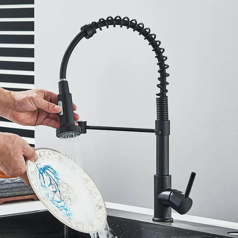 Torneira Gourmet Preto Fosco com Bico Retrátil – Misturador Flexível para Cozinha