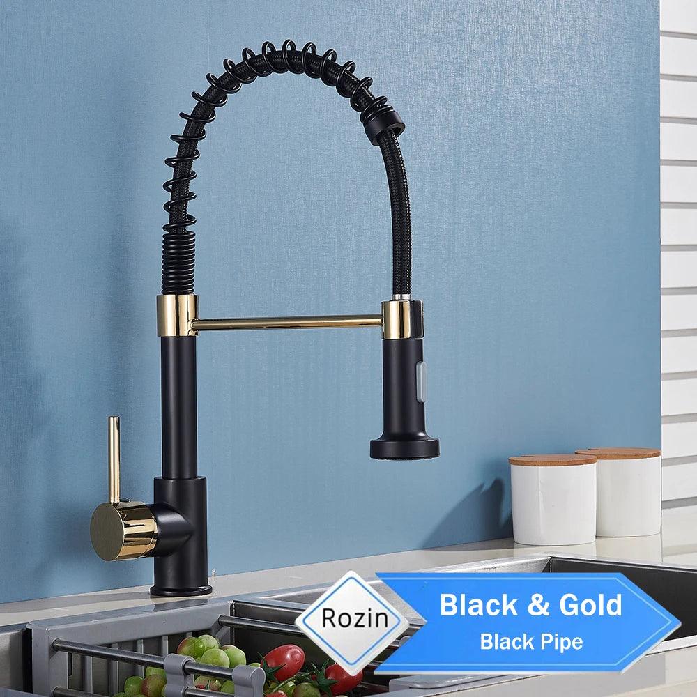 Torneira Gourmet Preto Fosco com Bico Retrátil – Misturador Flexível para Cozinha