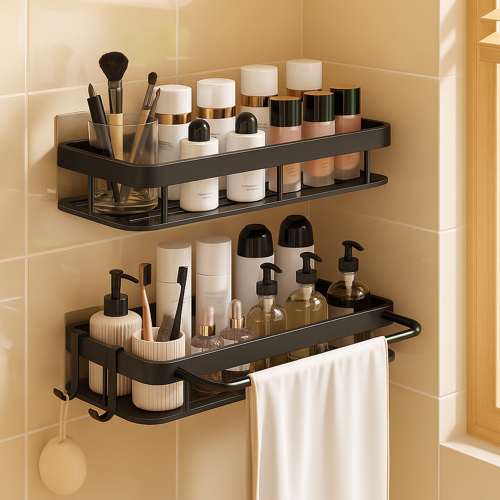 Kit de Prateleiras para Banheiro Sem Furos