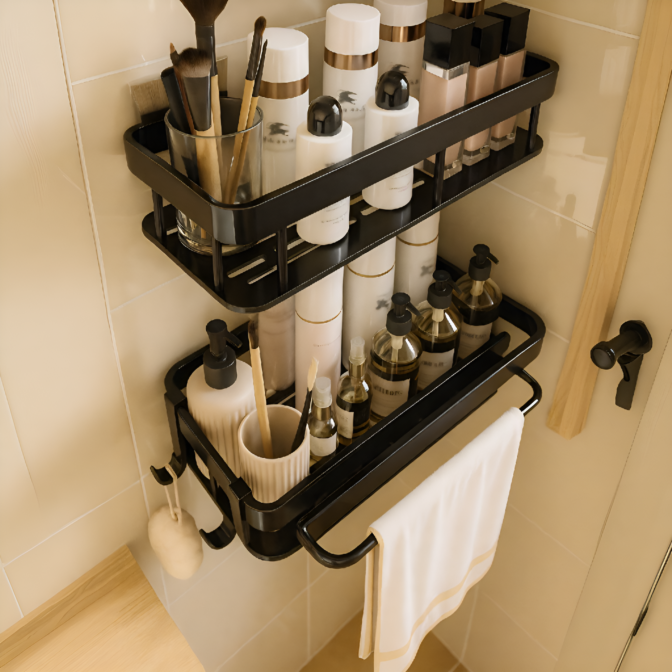 Kit de Prateleiras para Banheiro Sem Furos