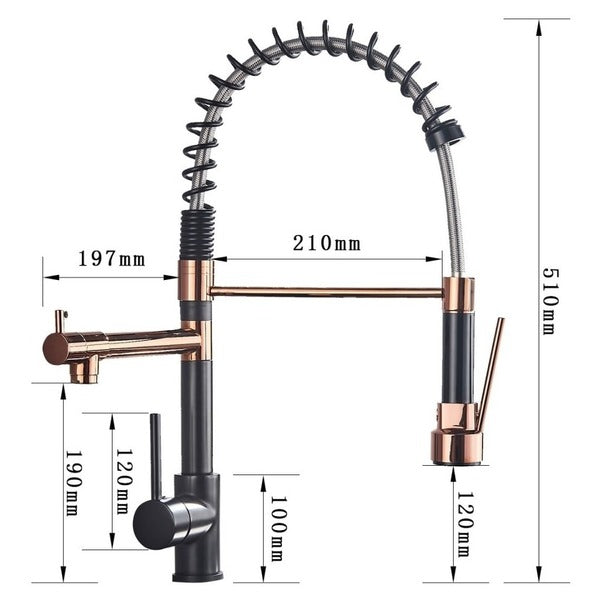 Torneira Gourmet para Cozinha Monocomando Preto e Rosê - Kansas