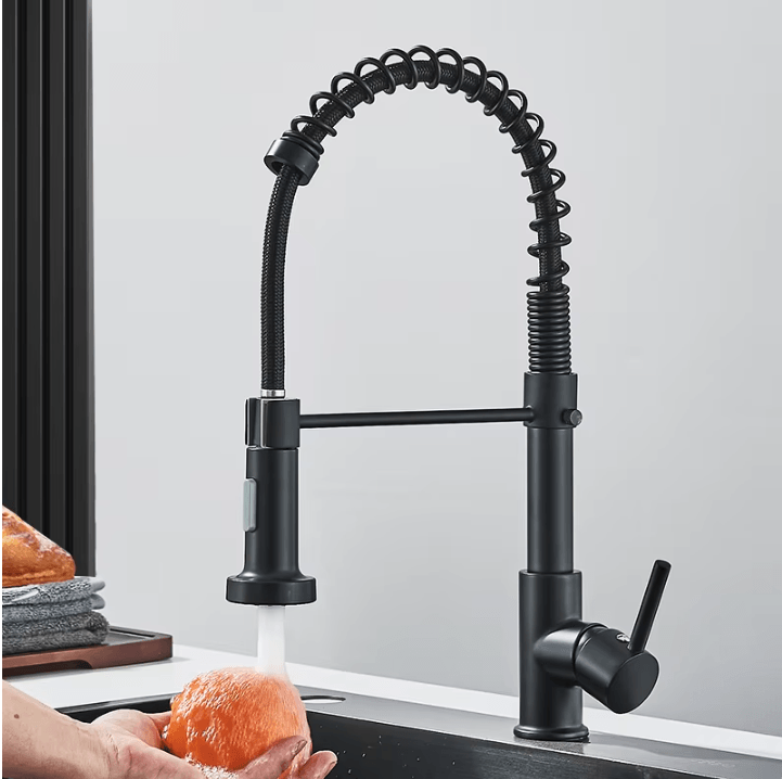 Torneira Gourmet Preto Fosco com Bico Retrátil – Misturador Flexível para Cozinha